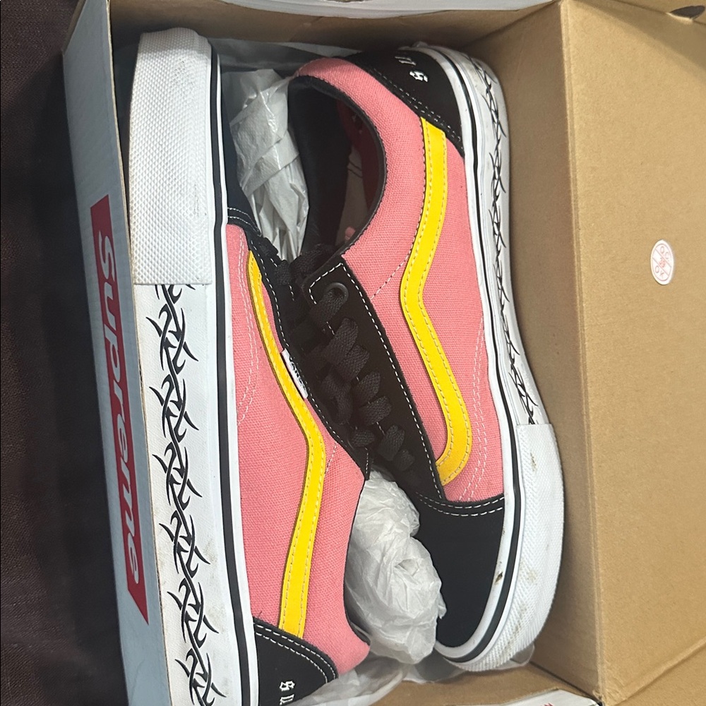 Supreme Pink and Yellow Skate Shoes